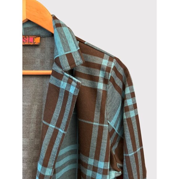 ISLE by Melin Kozan Plaid Open Duster Coat Large Classic Fallcore - Picture 4 of 7